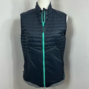 Odlo Blue Puffer Green Zipper Lined Vest Medium